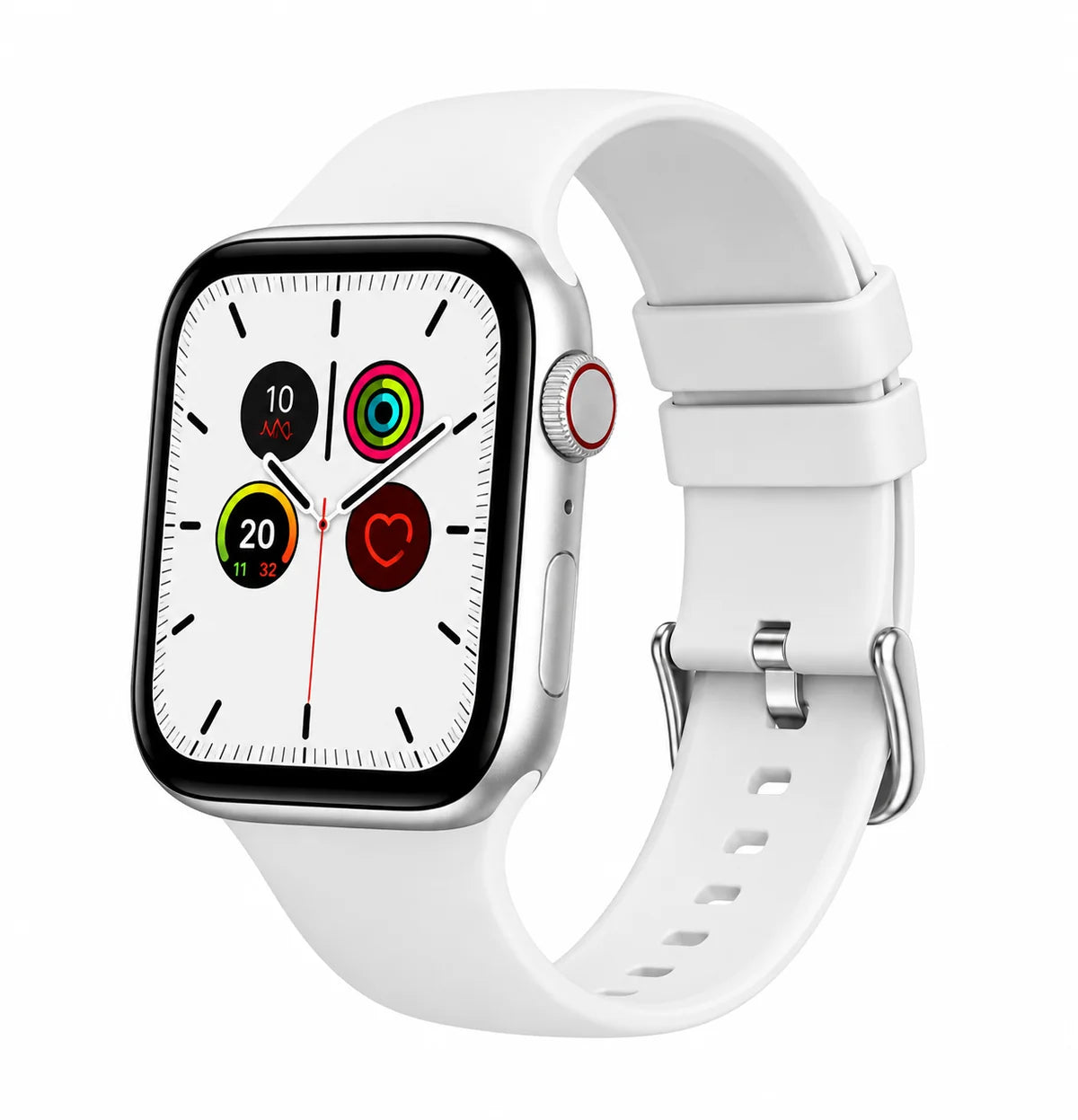 Men Smart Watch with White Silicone Strap