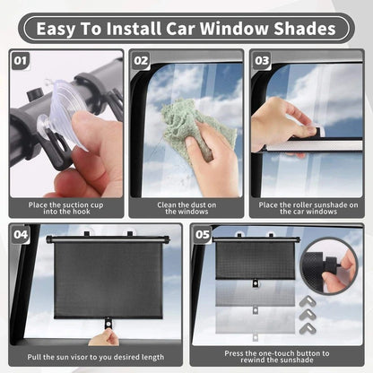 Retractable Car Window Sun Shades – 2 Piece Set